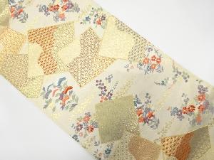 アンティーク 色紙散らしに草花模様織り出し袋帯(材料)